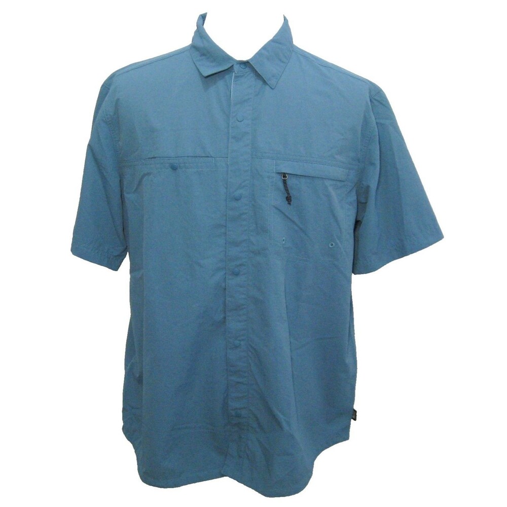 Mountain Hardwear Hiking Shirt Mens XL Blue Short Sleeve Vented Travel Fishing